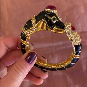 Kenneth Jay Lane Black and Gold elephant bracelet